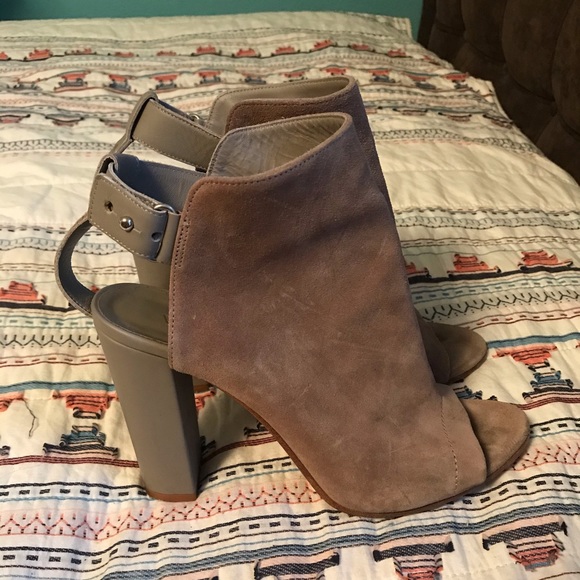 Vince Shoes - Vince Addison Suede Peep-toe Bootie